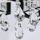 Contemporary Black Semi Flush Mount Lamp With Crystal Rods - 4/8 Light Options