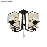Contemporary Black Semi Flush Mount Lamp With Crystal Rods - 4/8 Light Options