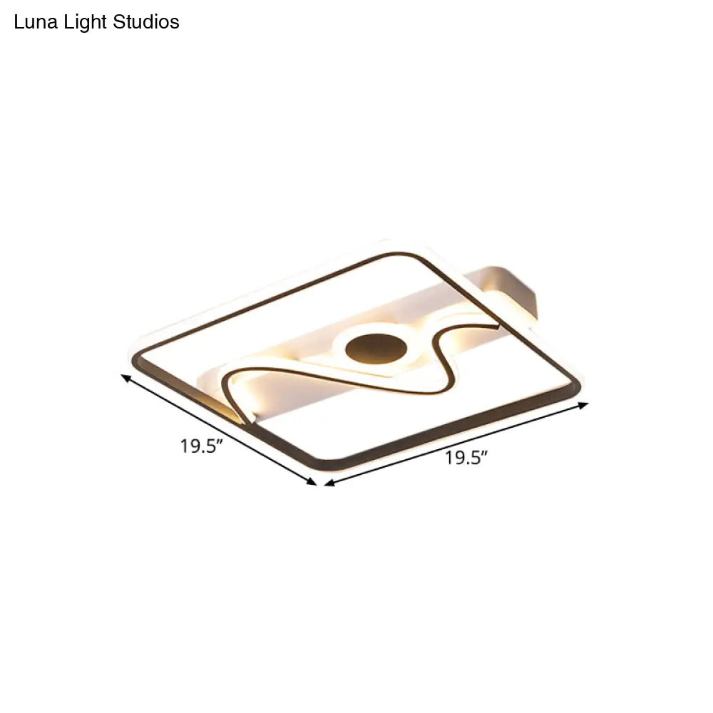 Contemporary Black Square Frame Led Flush Mount Ceiling Light - 16’/19.5’/23.5’ Warm/White