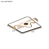 Contemporary Black Square Frame Led Flush Mount Ceiling Light - 16’/19.5’/23.5’ Warm/White