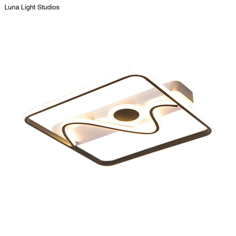 Contemporary Black Square Frame Led Flush Mount Ceiling Light - 16’/19.5’/23.5’ Warm/White