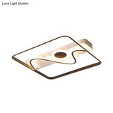 Contemporary Black Square Frame Led Flush Mount Ceiling Light - 16’/19.5’/23.5’ Warm/White