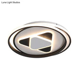 Contemporary Black Triangle Flush Mount Led Ceiling Light - 16.5’/20.5’ Wide Warm/3 Color Lighting