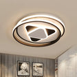 Contemporary Black Triangle Flush Mount Led Ceiling Light - 16.5’/20.5’ Wide Warm/3 Color