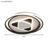Contemporary Black Triangle Flush Mount Led Ceiling Light - 16.5’/20.5’ Wide Warm/3 Color Lighting