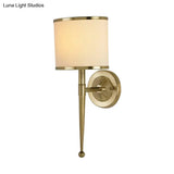 Contemporary Black/White 1-Light Fabric Wall Sconce For Hallway