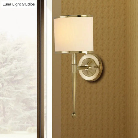 Contemporary Black/White 1-Light Fabric Wall Sconce For Hallway