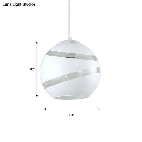 Contemporary Black/White Handblown Glass Pendant Light - Orbit Shade 1