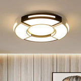 Contemporary Black & White Metal Flush Lamp With Diffuser - 3 Sizes Available / 16’ Warm