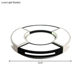 Contemporary Black & White Metal Flush Lamp With Diffuser - 3 Sizes Available