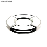 Contemporary Black & White Metal Flush Lamp With Diffuser - 3 Sizes Available