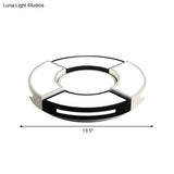 Contemporary Black & White Metal Flush Lamp With Diffuser - 3 Sizes Available