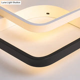 Contemporary Black - White Metal Flush Light For Bedroom Ceiling - 16’/19.5’ Wide Led In Warm