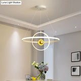 Contemporary Black/White Orbit Led Ceiling Pendant Light With Warm/White Acrylic Chandelier
