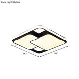 Contemporary Black/White Rectangle Flush Ceiling Light - Led Acrylic Flushmount For Cafes