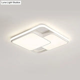 Contemporary Black/White Rectangle Flush Ceiling Light - Led Acrylic Flushmount For Cafes
