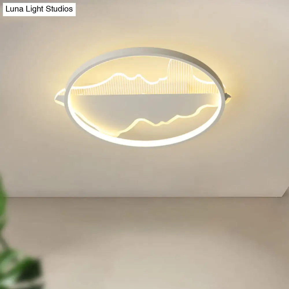 Contemporary Black/White Round Flush Ceiling Led Light In Warm/White - 9.5/16.5/20.5 Width White /