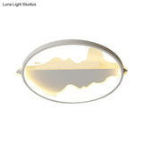 Contemporary Black/White Round Flush Ceiling Led Light In Warm/White - 9.5’/16.5’/20.5’ Width