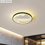 Contemporary Black/White Round Flush Ceiling Led Light In Warm/White - 9.5’/16.5’/20.5’ Width