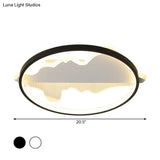 Contemporary Black/White Round Flush Ceiling Led Light In Warm/White - 9.5’/16.5’/20.5’ Width
