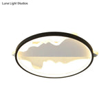Contemporary Black/White Round Flush Ceiling Led Light In Warm/White - 9.5’/16.5’/20.5’ Width