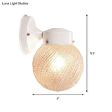 Contemporary Black/White Sconce Light With Globe Lattice Glass Shade - 1 Passage Wall Lighting