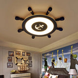 Contemporary Blue Led Flush Ceiling Light For Childs Room - Resin Rudder Design