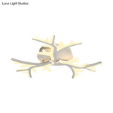 Contemporary Branch Acrylic Flush Light - White Ceiling Mount Fixture With Warm/White/Natural 3/5/9
