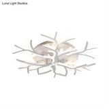 Contemporary Branch Acrylic Flush Light - White Ceiling Mount Fixture With Warm/White/Natural 3/5/9
