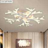 Contemporary Branch Acrylic Flush Light - White Ceiling Mount Fixture With Warm/White/Natural 3/5/9