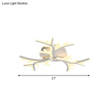 Contemporary Branch Acrylic Flush Light - White Ceiling Mount Fixture With Warm/White/Natural 3/5/9