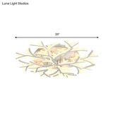 Contemporary Branch Acrylic Flush Light - White Ceiling Mount Fixture With Warm/White/Natural 3/5/9