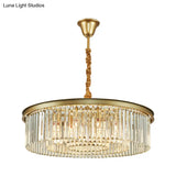 Contemporary Brass Chandelier - 6/12 Lights 19.5’’/25.5’’ Dia Flush Mount With Crystal