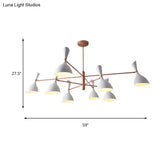 Contemporary Brass Funnel Chandelier With Black/White Shade - Livens Up Your Living Room!