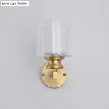 Contemporary Brass Wall Mounted Light Fixture For Living Room - Armed Sconce With Metal Frame & 1