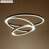 Contemporary Brown Acrylic Led Hoop Chandelier - Warm/White Light