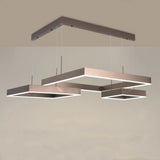 Contemporary Brown Aluminum Suspension Light: Led Hanging Chandelier In Warm/White Light Small/Large