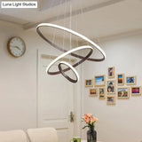 Contemporary Brown Multi-Ring Chandelier With Acrylic Shades - Led Pendant Lights For Living Room