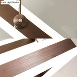 Contemporary Brown Rectangular Led Chandelier - Warm/White Light 1/2/3-Light Acrylic Pendant