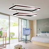 Contemporary Brown Rectangular Led Chandelier - Warm/White Light 1/2/3-Light Acrylic Pendant 2 /