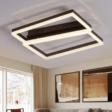 Contemporary Brown Square Led Flush Mount For Indoor Living Rooms