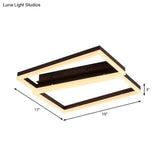 Contemporary Brown Square Led Flush Mount For Indoor Living Rooms