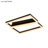 Contemporary Brown Square Led Flush Mount For Indoor Living Rooms
