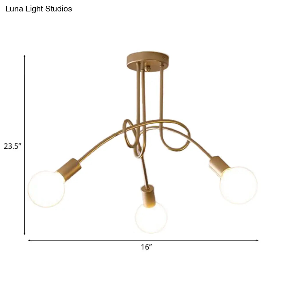 Contemporary Ceiling Light Fixture For Living Room - Spacious Semi Flush Mount With Stylish Metal
