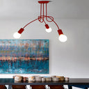 Contemporary Ceiling Light Fixture For Living Room - Spacious Semi Flush Mount With Stylish Metal