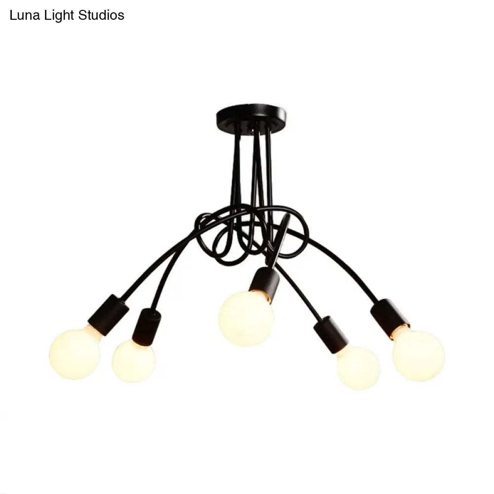 Contemporary Ceiling Light Fixture For Living Room - Spacious Semi Flush Mount With Stylish Metal