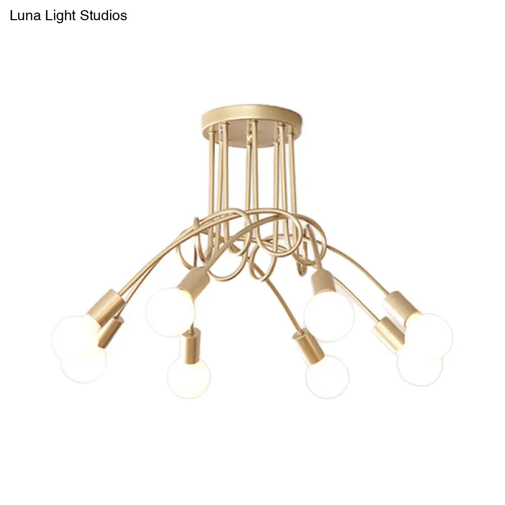 Contemporary Ceiling Light Fixture For Living Room - Spacious Semi Flush Mount With Stylish Metal
