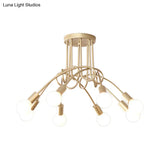 Contemporary Ceiling Light Fixture For Living Room - Spacious Semi Flush Mount With Stylish Metal