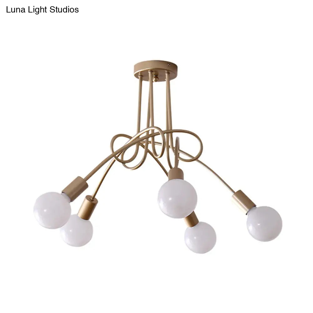 Contemporary Ceiling Light Fixture For Living Room - Spacious Semi Flush Mount With Stylish Metal