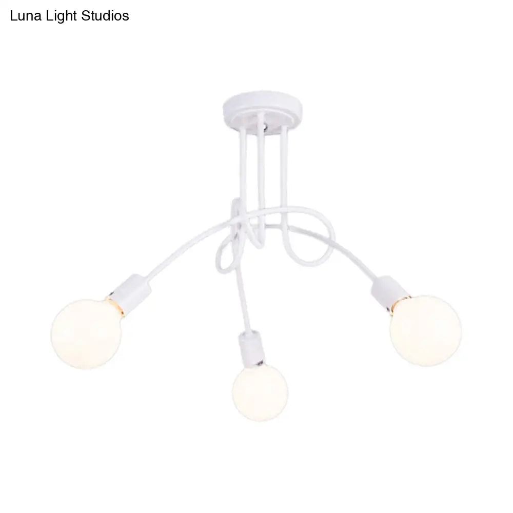 Contemporary Ceiling Light Fixture For Living Room - Spacious Semi Flush Mount With Stylish Metal